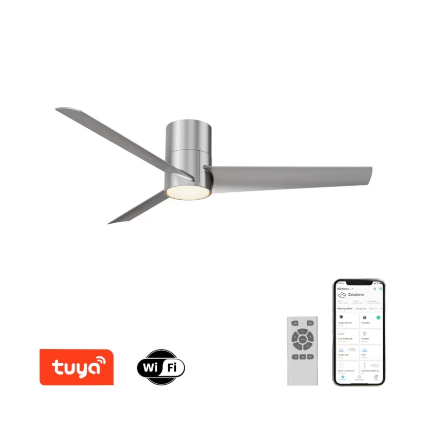 Immax NEO 07135-S - Ανεμιστήρας οροφής LED FRESH LED/18W/230V Wi-Fi Tuya ματ χρώμιο + τηλεχειριστήριο