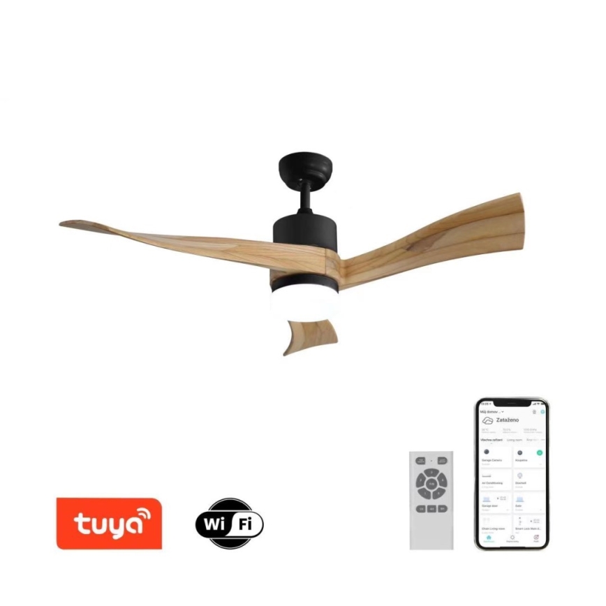 Immax NEO 07136-B - Ανεμιστήρας οροφής LED SOFISTICADO LED/18W/230V δρυς Wi-Fi Tuya + τηλεχειριστήριο