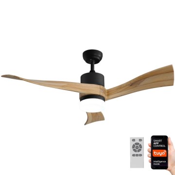Immax NEO 07136-B - Ανεμιστήρας οροφής LED SOFISTICADO LED/18W/230V δρυς Wi-Fi Tuya + τηλεχειριστήριο