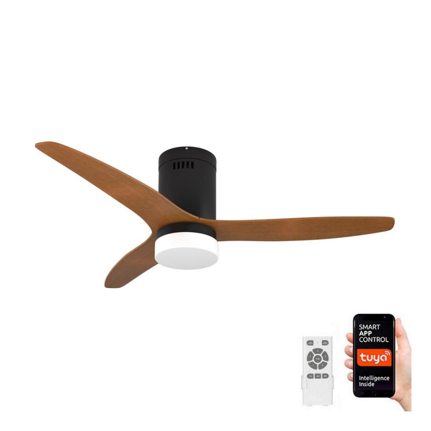 Immax NEO 07142-B - Οροφής ανεμιστήρας LED NEO LITE VENTO LED/18W/230V Tuya Wi-Fi μαύρο/ξύλο + τηλεχειριστήριο