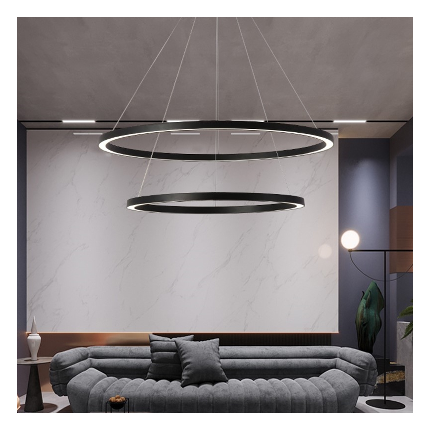 Immax NEO 07158-B80-60 - LED Dimmable κρεμαστό φωτιστικό οροφής FINO LED/93W/230V Tuya  μαύρο + τηλεχειριστήριο