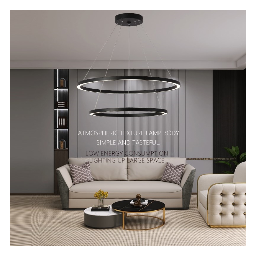 Immax NEO 07158-B80-60 - LED Dimmable κρεμαστό φωτιστικό οροφής FINO LED/93W/230V Tuya  μαύρο + τηλεχειριστήριο