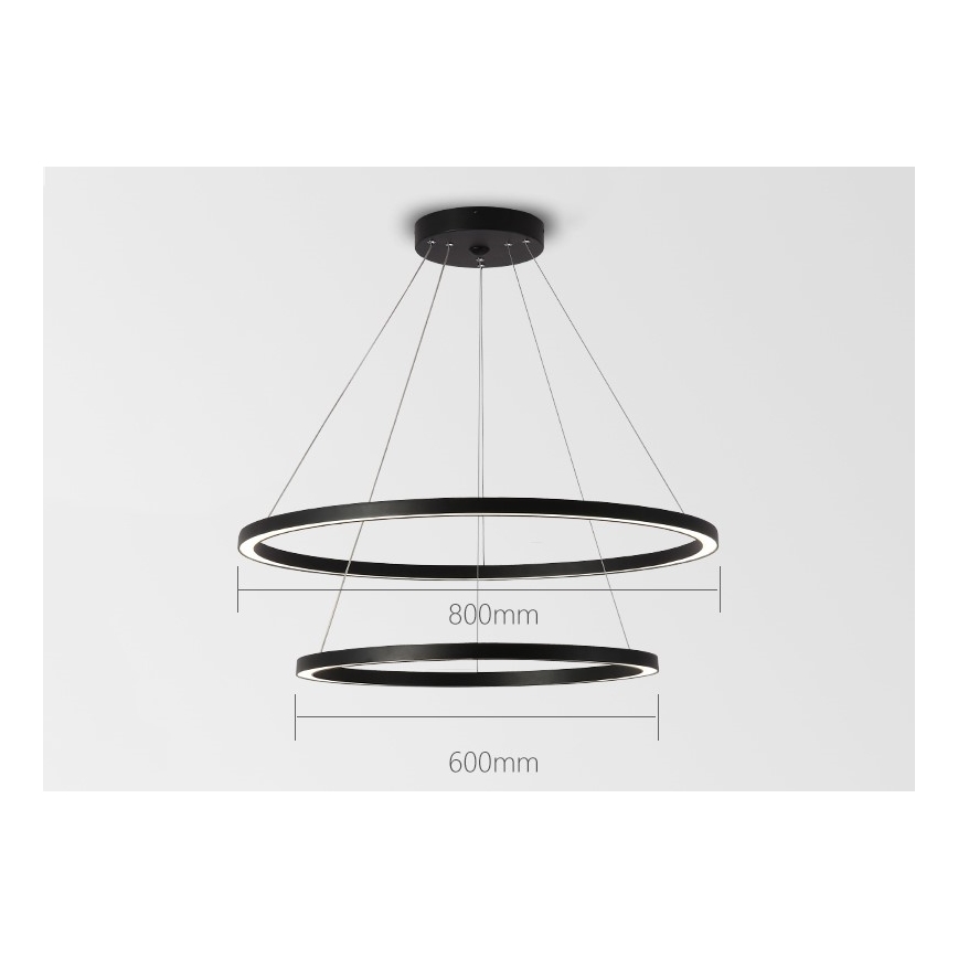 Immax NEO 07158-B80-60 - LED Dimmable κρεμαστό φωτιστικό οροφής FINO LED/93W/230V Tuya  μαύρο + τηλεχειριστήριο