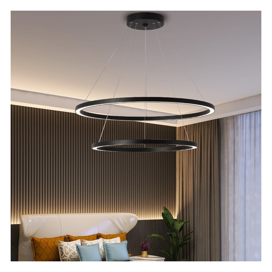 Immax NEO 07158-B80-60 - LED Dimmable κρεμαστό φωτιστικό οροφής FINO LED/93W/230V Tuya  μαύρο + τηλεχειριστήριο