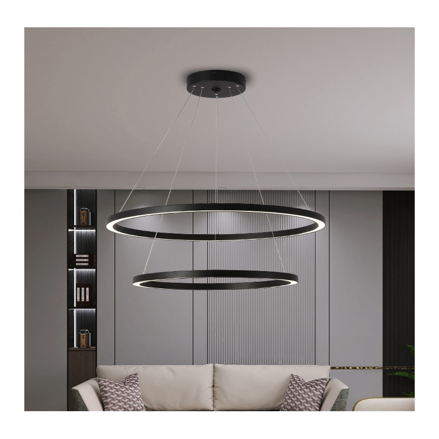 Immax NEO 07158-B80-60 - LED Dimmable κρεμαστό φωτιστικό οροφής FINO LED/93W/230V Tuya  μαύρο + τηλεχειριστήριο
