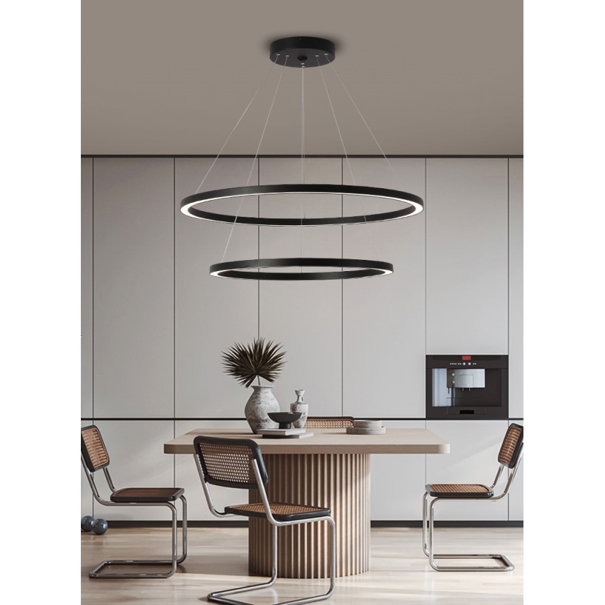 Immax NEO 07158-B80-60 - LED Dimmable κρεμαστό φωτιστικό οροφής FINO LED/93W/230V Tuya  μαύρο + τηλεχειριστήριο