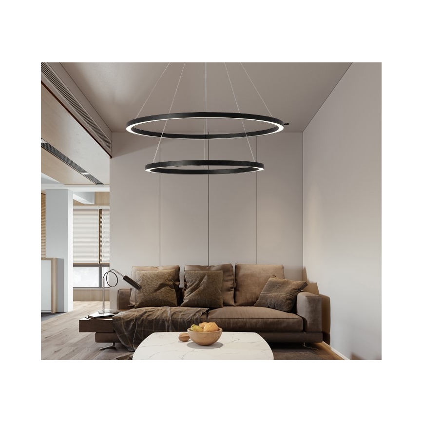 Immax NEO 07158-B80-60 - LED Dimmable κρεμαστό φωτιστικό οροφής FINO LED/93W/230V Tuya  μαύρο + τηλεχειριστήριο