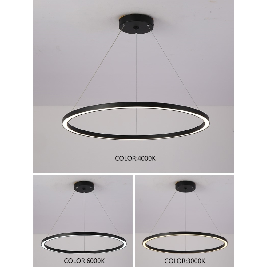 Immax NEO 07158-B80 - LED Dimmable κρεμαστό φωτιστικό οροφής FINO LED/60W/230V Tuya μαύρο + τηλεχειριστήριο