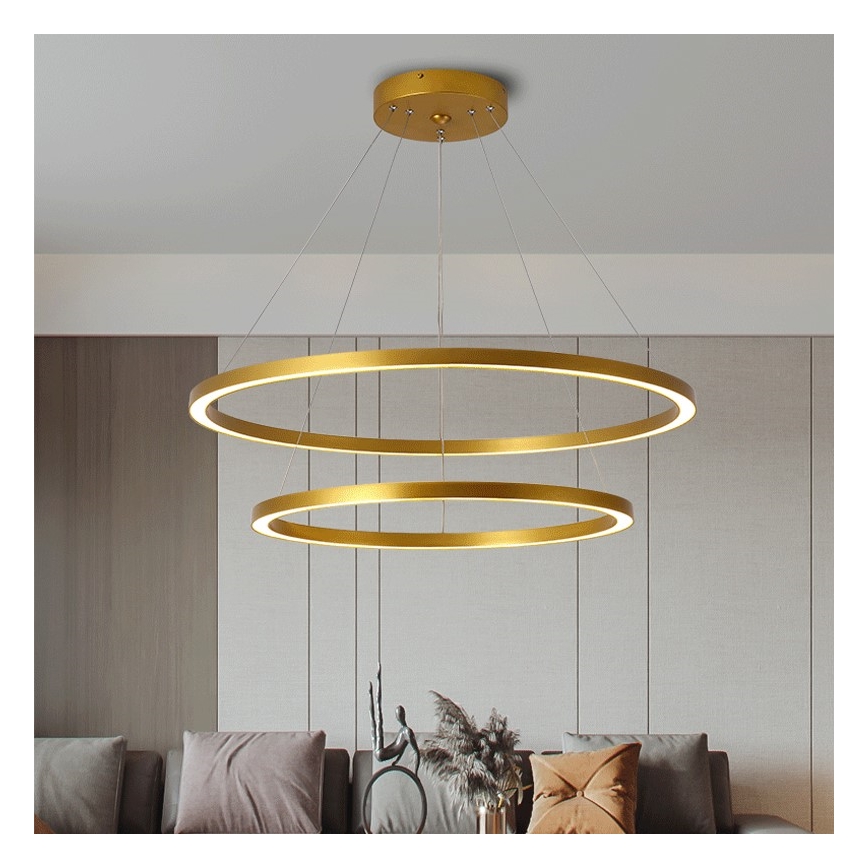 Immax NEO 07159-G80-60 - LED Dimmable κρεμαστό φωτιστικό οροφής FINO LED/93W/230V Tuya χρυσό + τηλεχειριστήριο