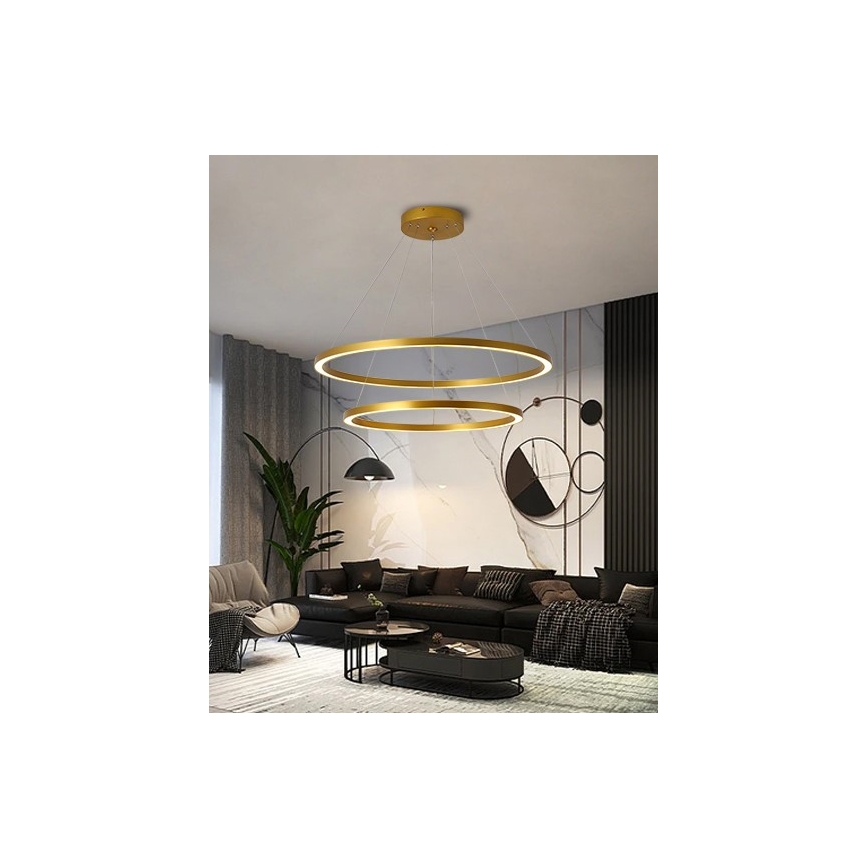 Immax NEO 07159-G80-60 - LED Dimmable κρεμαστό φωτιστικό οροφής FINO LED/93W/230V Tuya χρυσό + τηλεχειριστήριο