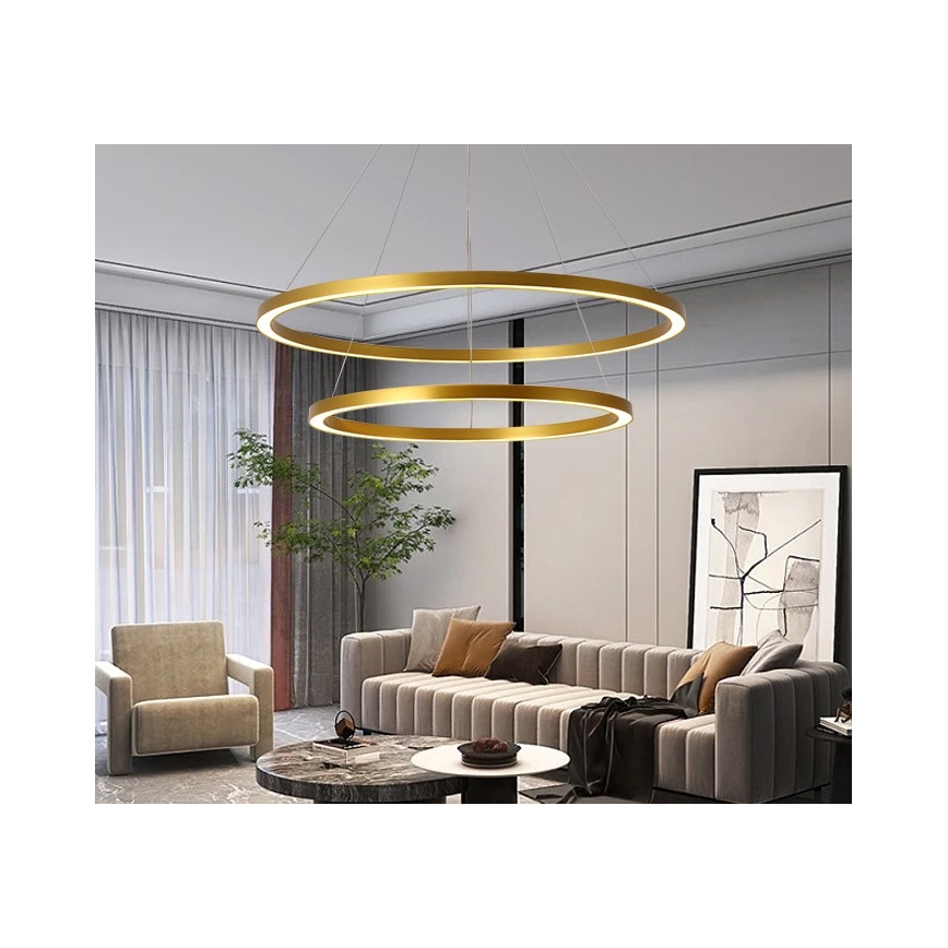 Immax NEO 07159-G80-60 - LED Dimmable κρεμαστό φωτιστικό οροφής FINO LED/93W/230V Tuya χρυσό + τηλεχειριστήριο