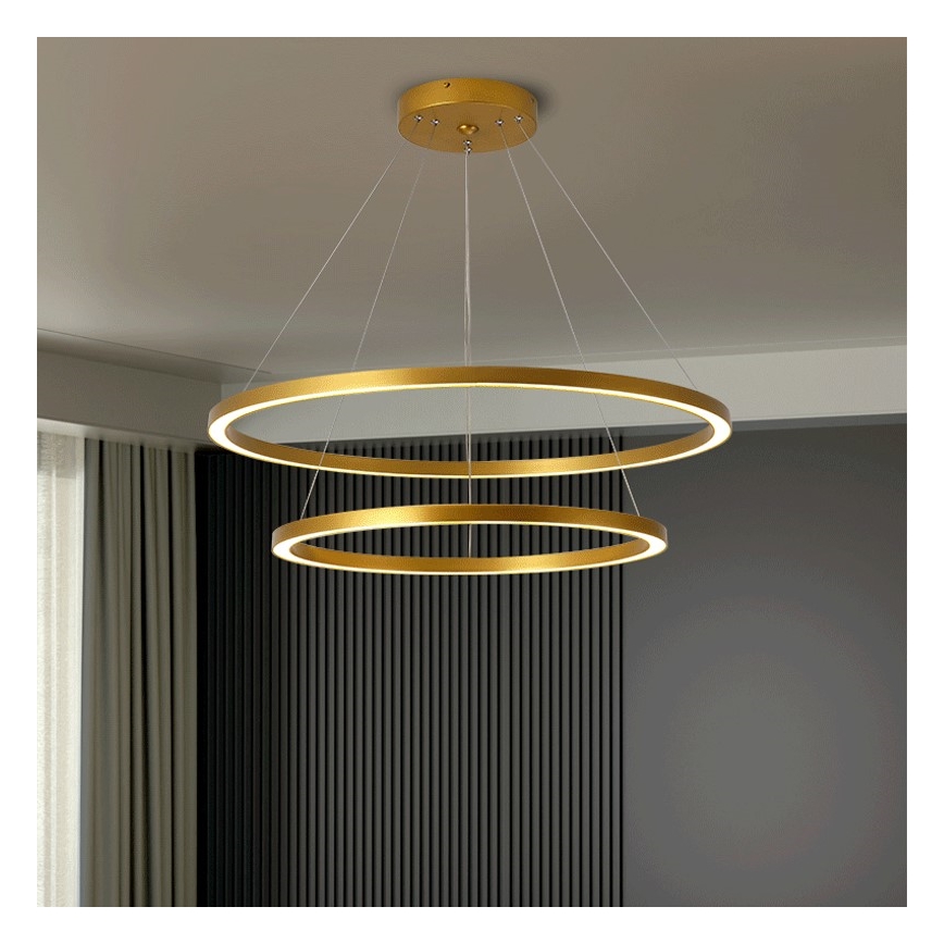 Immax NEO 07159-G80-60 - LED Dimmable κρεμαστό φωτιστικό οροφής FINO LED/93W/230V Tuya χρυσό + τηλεχειριστήριο