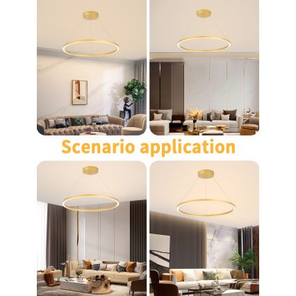 Immax NEO 07159-G80 - LED Dimmable κρεμαστό φωτιστικό οροφής FINO LED/60W/230V Tuya  χρυσό + τηλεχειριστήριο