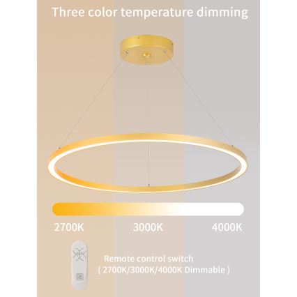 Immax NEO 07159-G80 - LED Dimmable κρεμαστό φωτιστικό οροφής FINO LED/60W/230V Tuya  χρυσό + τηλεχειριστήριο