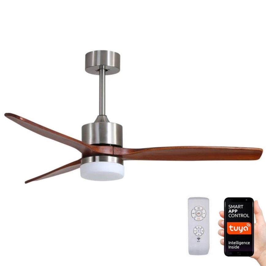 Immax NEO 07165-S - LED Ανεμιστήρας οροφής ELEGANTE LED/18W/230V δρυς Wi-Fi Tuya + τηλεχειριστήριο