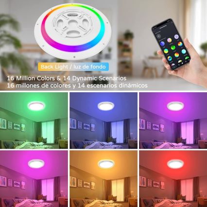 Immax NEO 07166-B40 - LED RGB+CCT Φωτιστικό οροφής dimming NEO LITE TUDO LED/50W/230V Wi-Fi Tuya μαύρο + τηλεχειριστήριο