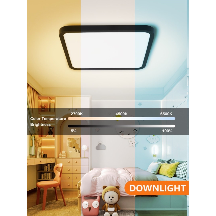 Immax NEO 07167-B40 - LED RGB+CCT Φωτιστικό οροφής dimming NEO LITE TUDO LED/50W/230V Wi-Fi Tuya μαύρο + τηλεχειριστήριο