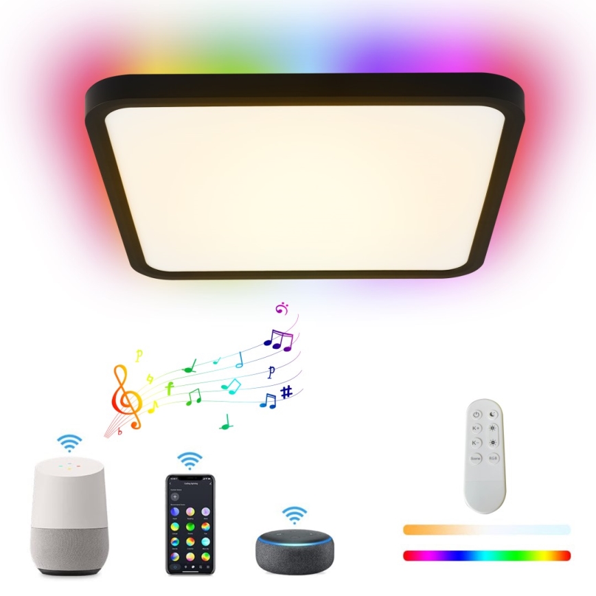 Immax NEO 07167-B40 - LED RGB+CCT Φωτιστικό οροφής dimming NEO LITE TUDO LED/50W/230V Wi-Fi Tuya μαύρο + τηλεχειριστήριο