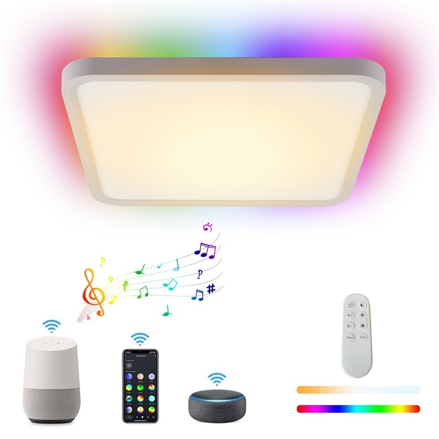 Immax NEO 07168-W40 - LED RGB+CCT Φωτιστικό οροφής dimming NEO LITE TUDO LED/50W/230V Wi-Fi Tuya λευκό + τηλεχειριστήριο