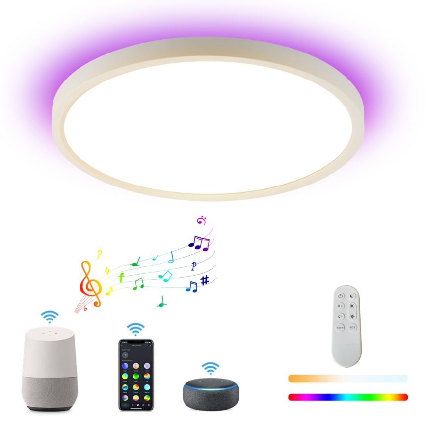 Immax NEO 07169-W60 - LED RGB+CCT Φωτιστικό οροφής dimming NEO LITE TUDO 65W/230V 2700-6500K Wi-Fi Tuya + τηλεχειριστήριο λευκό