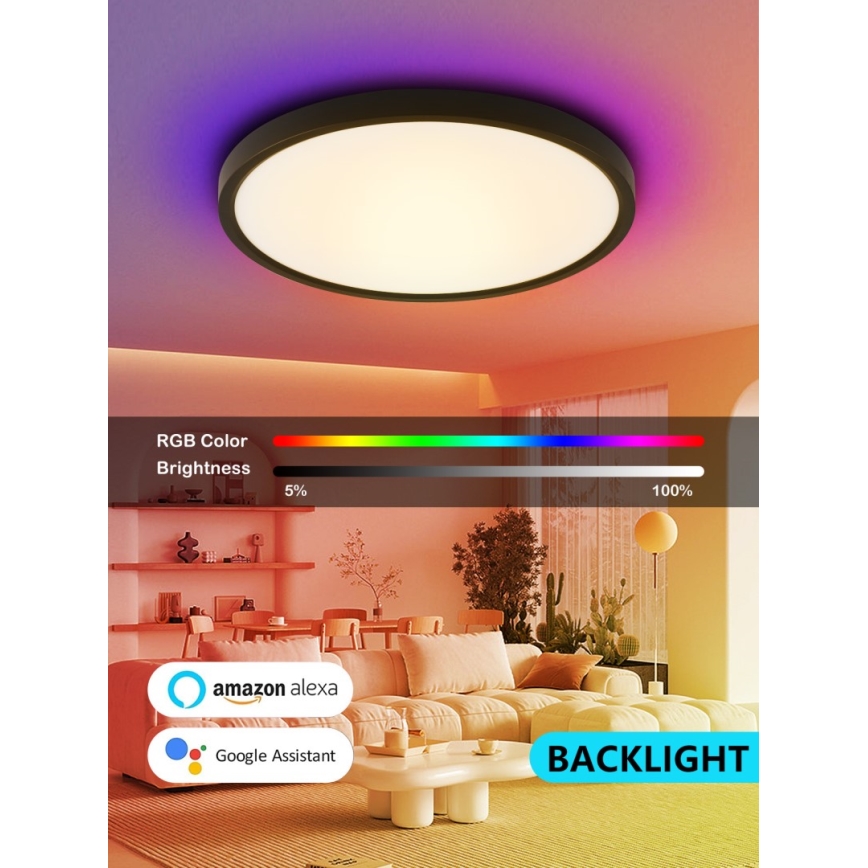 Immax NEO 07170-B60 - LED RGB+CCT Φωτιστικό οροφής dimming NEO LITE TUDO LED/65W/230V 2700-6500K Wi-Fi Tuya μαύρο + τηλεχειριστήριο