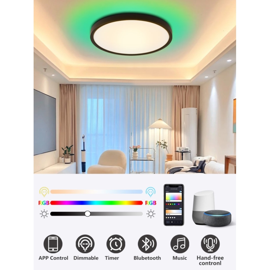 Immax NEO 07170-B60 - LED RGB+CCT Φωτιστικό οροφής dimming NEO LITE TUDO LED/65W/230V 2700-6500K Wi-Fi Tuya μαύρο + τηλεχειριστήριο