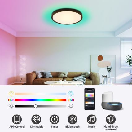 Immax NEO 07170-B60 - LED RGB+CCT Φωτιστικό οροφής dimming NEO LITE TUDO LED/65W/230V 2700-6500K Wi-Fi Tuya μαύρο + τηλεχειριστήριο