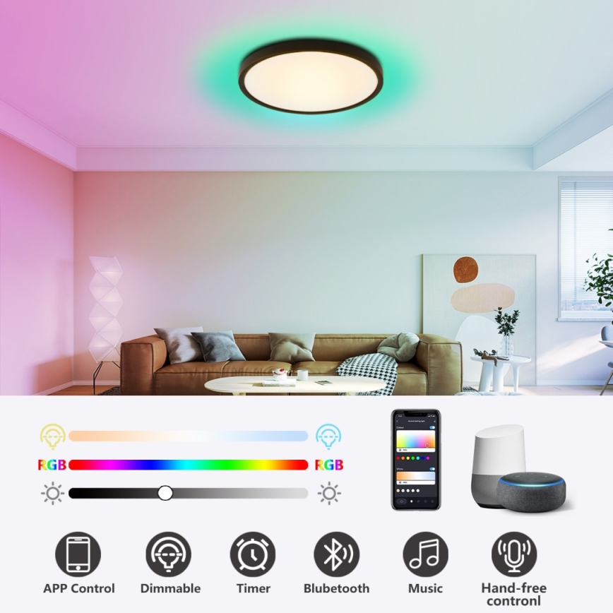 Immax NEO 07170-B60 - LED RGB+CCT Φωτιστικό οροφής dimming NEO LITE TUDO LED/65W/230V 2700-6500K Wi-Fi Tuya μαύρο + τηλεχειριστήριο