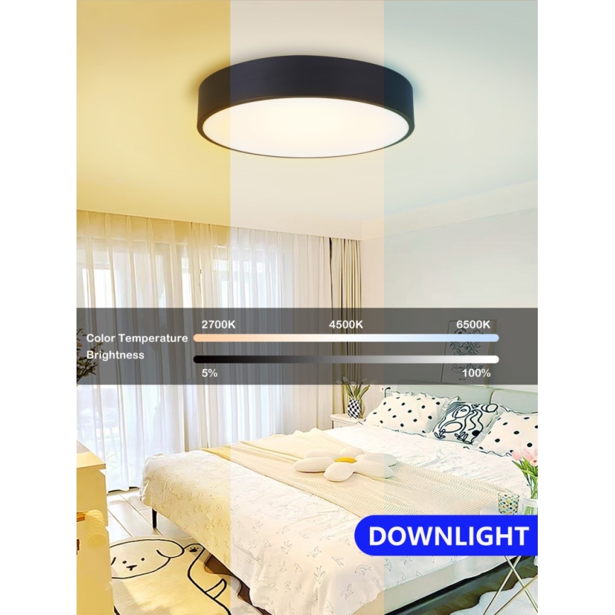 Immax NEO 07201L - LED Dimmable φωτιστικό οροφής RONDATE LED/28W/230V μαύρο Tuya + τηλεχειριστήριο