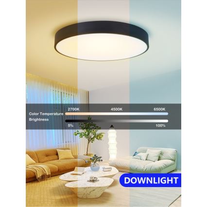 Immax NEO 07202L - LED Dimmable φωτιστικό οροφής RONDATE LED/53W/230V μαύρο Tuya + τηλεχειριστήριο