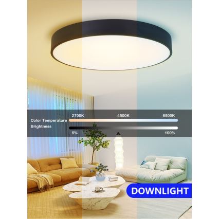 Immax NEO 07203L-LED Dimmable φωτιστικό οροφής RONDATE 65W/230V 3000-6000K Tuya μαύρο + τηλεχειριστήριο
