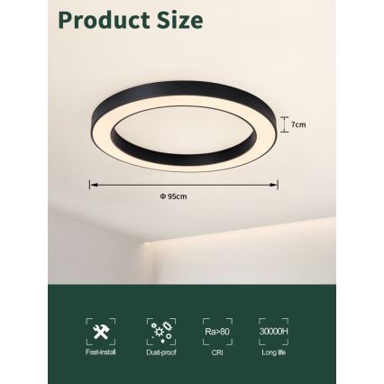 Immax NEO 07210L - LED Dimmable φωτιστικό οροφής PASTEL LED/68W/230V 95 cm μαύρο Tuya + τηλεχειριστήριο