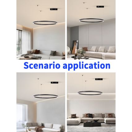 Immax NEO 07215L - Led Dimmable κρεμαστό φωτιστικό οροφής FINO LED/60W/230V 80 cm μαύρο Tuya + τηλεχειριστήριο