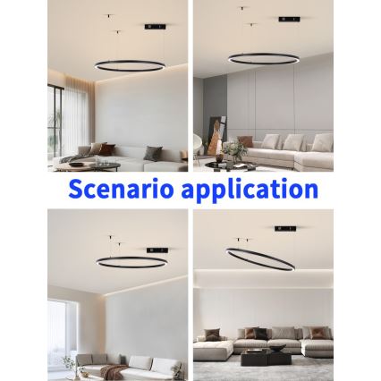 Immax NEO 07215L - Led Dimmable κρεμαστό φωτιστικό οροφής FINO LED/60W/230V 80 cm μαύρο Tuya + τηλεχειριστήριο