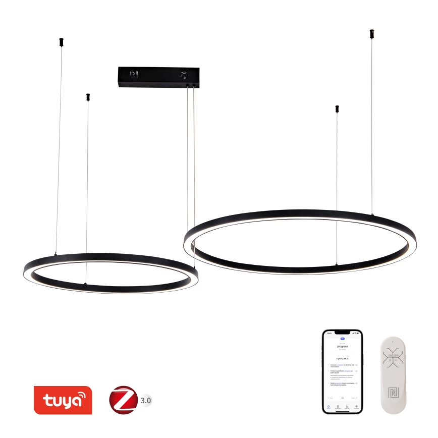 Immax NEO 07216L - Ρυθμιζόμενο LED φωτιστικό οροφής με καλώδιο FINO LED/93W/230V 60/80cm μαύρο Tuya + τηλεχειριστήριο