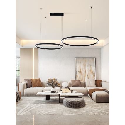 Immax NEO 07216L - Led Dimmable κρεμαστό φωτιστικό οροφής FINO LED/93W/230V 60/80cm μαύρο Tuya + τηλεχειριστήριο
