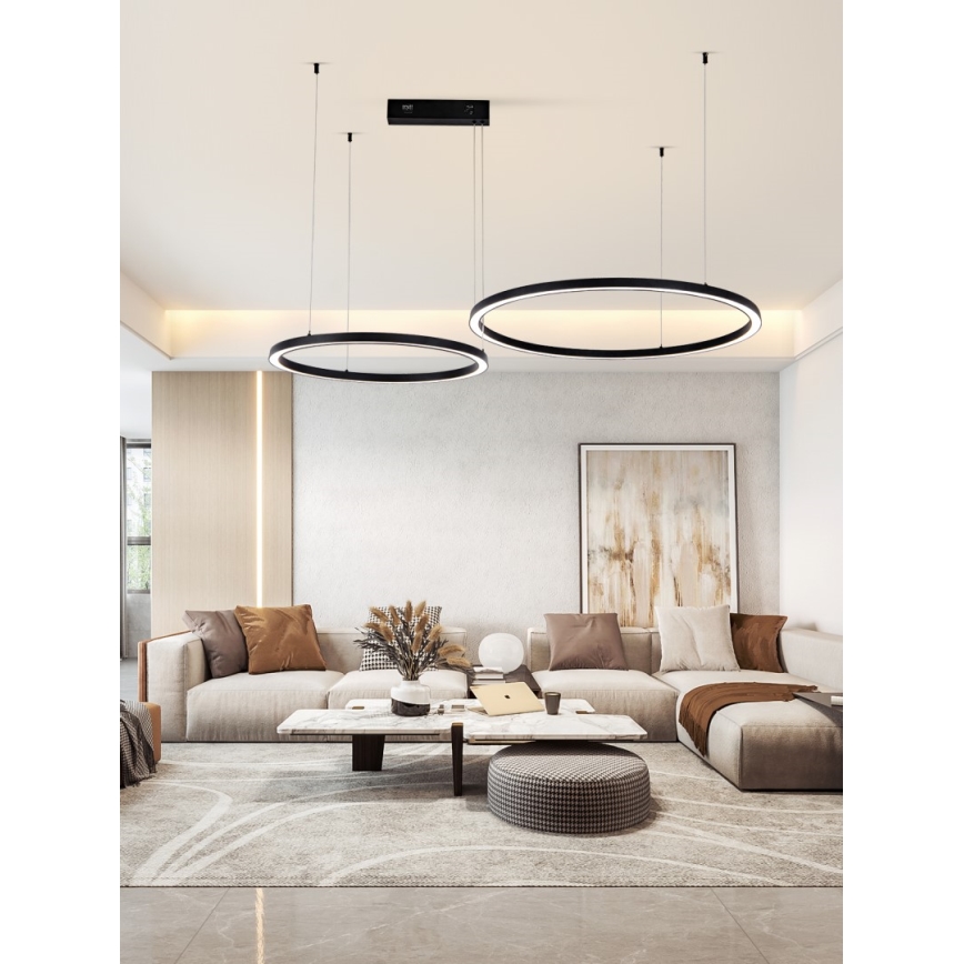 Immax NEO 07216L - Led Dimmable κρεμαστό φωτιστικό οροφής FINO LED/93W/230V 60/80cm μαύρο Tuya + τηλεχειριστήριο