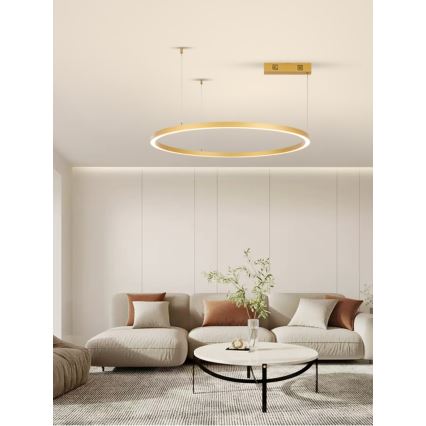 Immax NEO 07217L - Led Dimmable κρεμαστό φωτιστικό οροφής FINO LED/60W/230V 80 cm χρυσαφί Tuya + τηλεχειριστήριο