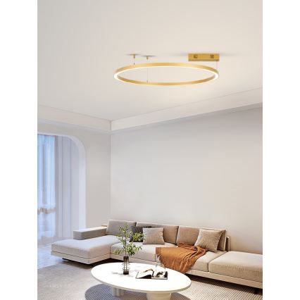 Immax NEO 07217L - Led Dimmable κρεμαστό φωτιστικό οροφής FINO LED/60W/230V 80 cm χρυσαφί Tuya + τηλεχειριστήριο