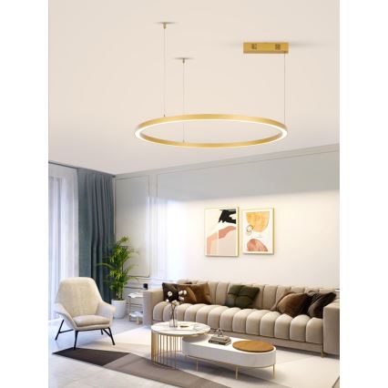 Immax NEO 07217L - Led Dimmable κρεμαστό φωτιστικό οροφής FINO LED/60W/230V 80 cm χρυσαφί Tuya + τηλεχειριστήριο