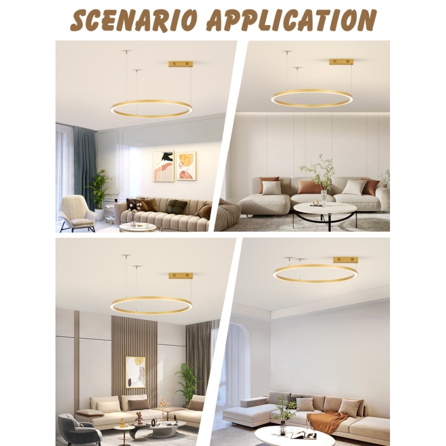 Immax NEO 07217L - Led Dimmable κρεμαστό φωτιστικό οροφής FINO LED/60W/230V 80 cm χρυσαφί Tuya + τηλεχειριστήριο