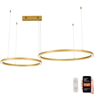 Immax NEO 07218L - Led Dimmable κρεμαστό φωτιστικό οροφής FINO LED/93W/230V 60/80cm χρυσαφί Tuya + τηλεχειριστήριο