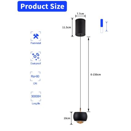 Immax NEO 07219L - Led Dimmable κρεμαστό φωτιστικό οροφής DORMINE LED/6W/230V ματ μαύρο Tuya + τηλεχειριστήριο