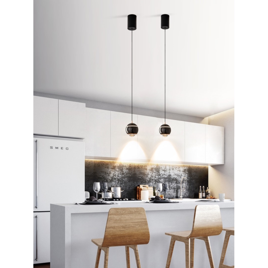 Immax NEO 07220L - Led Dimmable κρεμαστό φωτιστικό οροφής DORMINE LED/6W/230V γυαλιστερό μαύρο Tuya + τηλεχειριστήριο