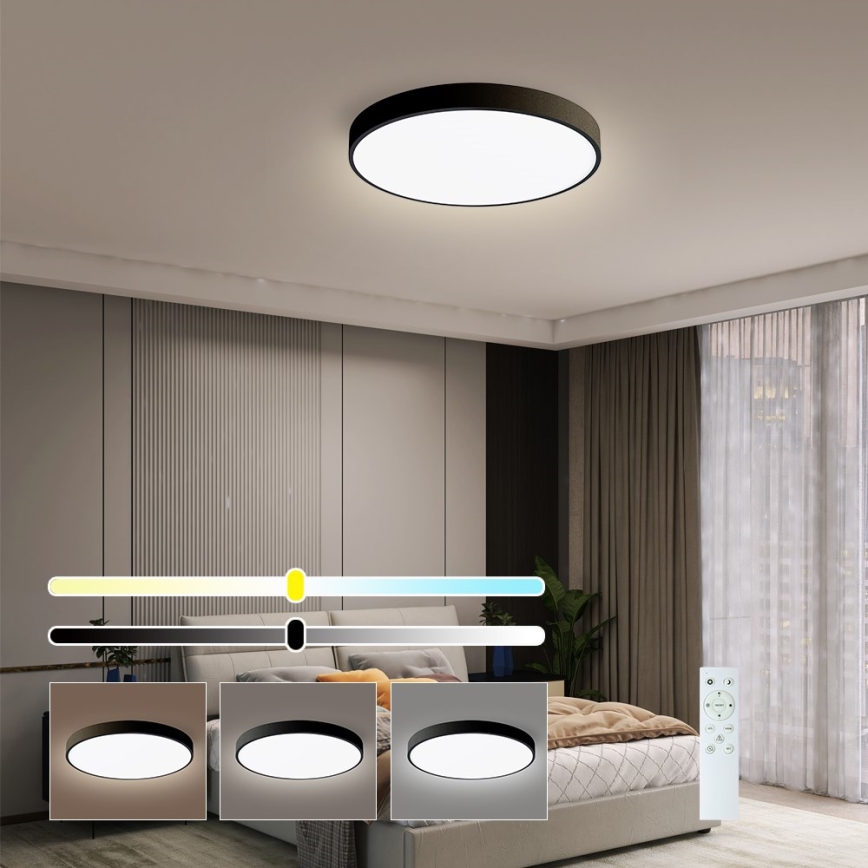 Immax NEO 07248L - LED Dimmable φωτιστικό οροφής NEO LITE SEMPLICI LED/36W/230V 3000-6000K Wi-Fi Tuya μαύρο + τηλεχειριστήριο
