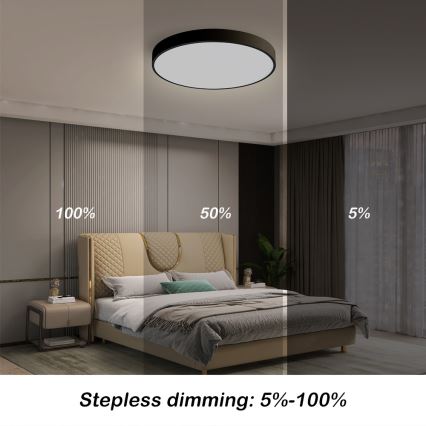 Immax NEO 07248L - LED Dimmable φωτιστικό οροφής NEO LITE SEMPLICI LED/36W/230V 3000-6000K Wi-Fi Tuya μαύρο + τηλεχειριστήριο