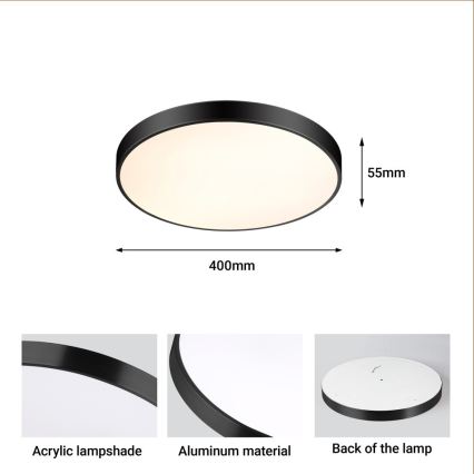 Immax NEO 07248L - LED Dimmable φωτιστικό οροφής NEO LITE SEMPLICI LED/36W/230V 3000-6000K Wi-Fi Tuya μαύρο + τηλεχειριστήριο