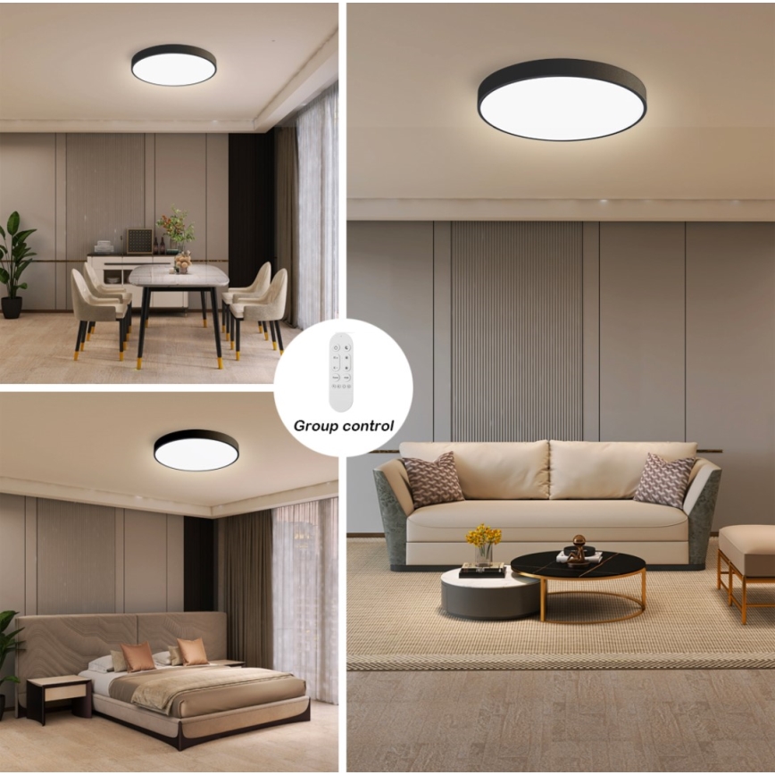 Immax NEO 07248L - LED Dimmable φωτιστικό οροφής NEO LITE SEMPLICI LED/36W/230V 3000-6000K Wi-Fi Tuya μαύρο + τηλεχειριστήριο