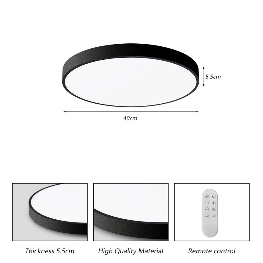 Immax NEO 07248L - LED Dimmable φωτιστικό οροφής NEO LITE SEMPLICI LED/36W/230V 3000-6000K Wi-Fi Tuya μαύρο + τηλεχειριστήριο