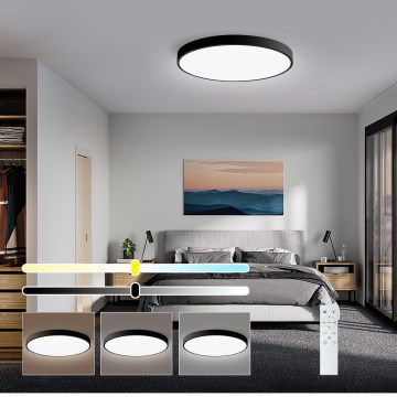 Immax NEO 07249L - LED Dimmable φωτιστικό οροφής NEO LITE SEMPLICI LED/48W/230V 3000-6000K Wi-Fi Tuya μαύρο + τηλεχειριστήριο